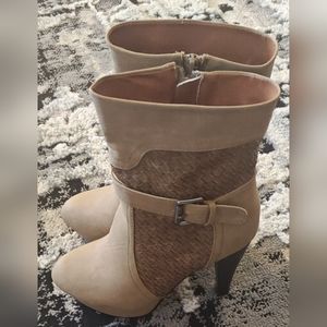Never Worn| Body Central Tan High Heal Ankle Boots